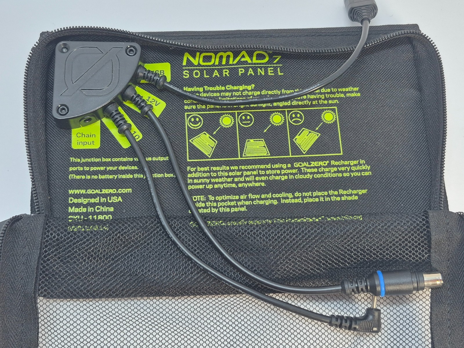 Goal Zero Nomad 7 Portable Solar Panel With Guide 10/12v/USB Ports NO BATTERY