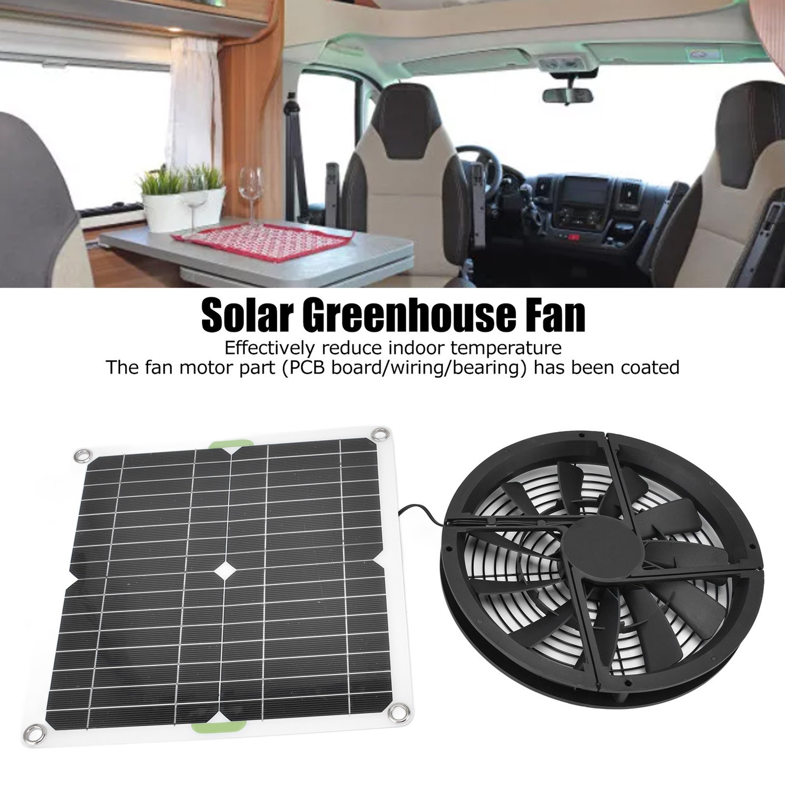 Solar Panel Fan Kit 10in 100W Waterproof Solar Panel Round Ventilation OKCZ