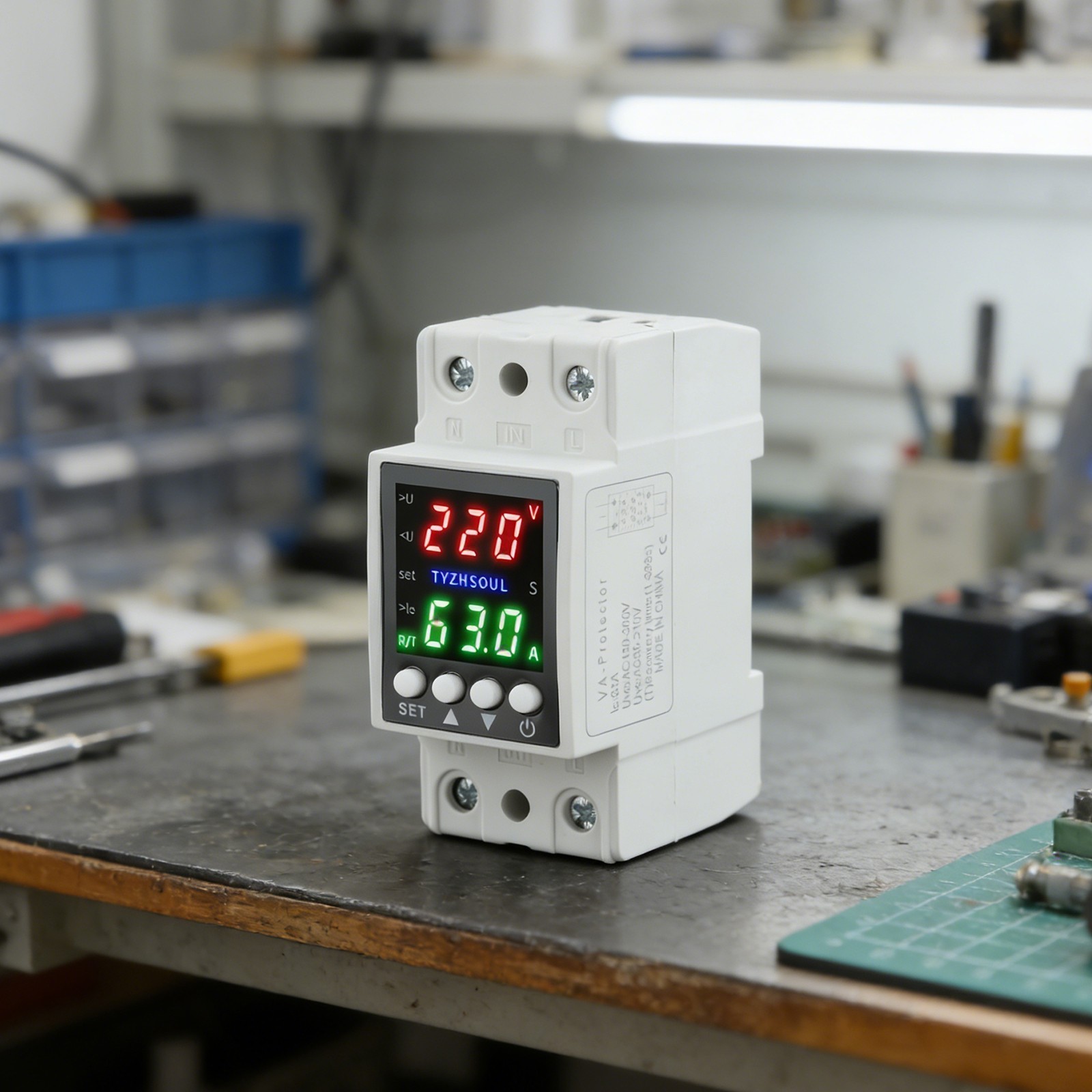 Voltage Control Relay with Dual LCD Readout 80V-300V AC OverUnder Protection