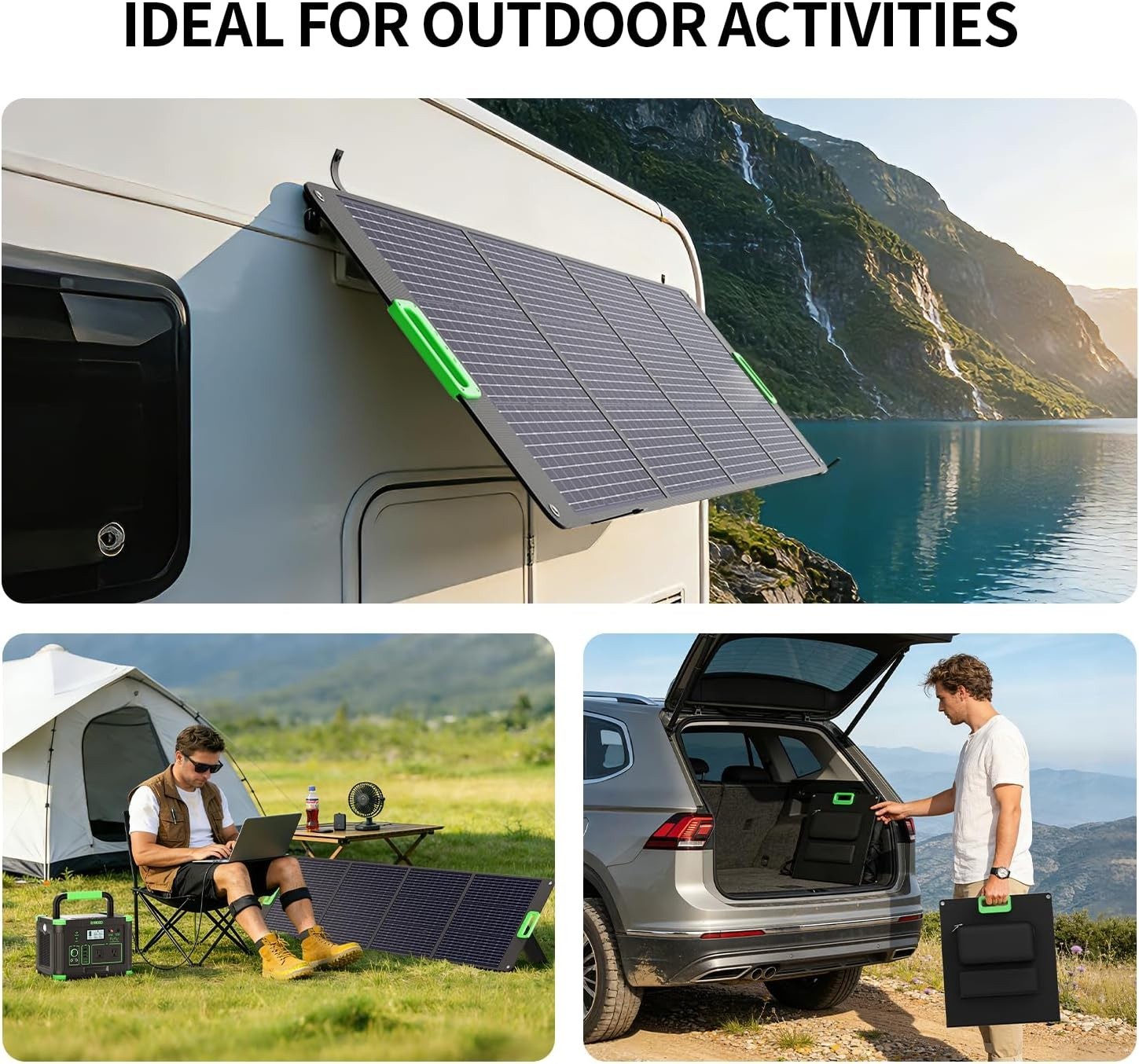 Durable 200W Folding Solar Panel with 4 Kickstands for Outdoor Power Generation