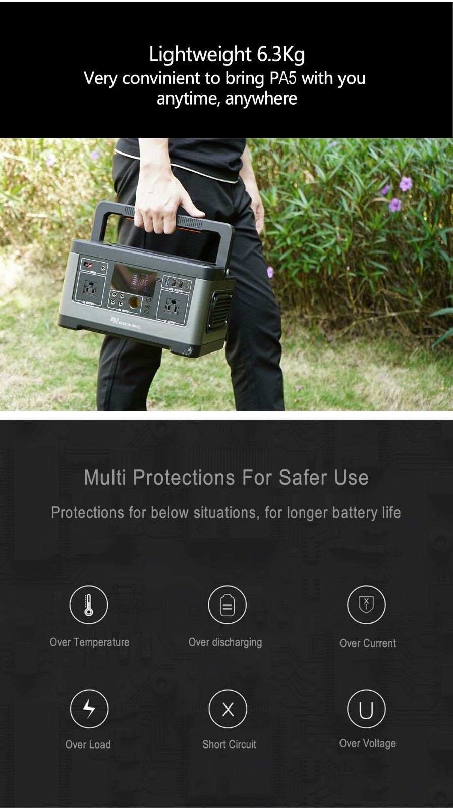 PA5 500W 140400mAh /3.7V/520Wh lithium ion battery Portable Solar Power Station