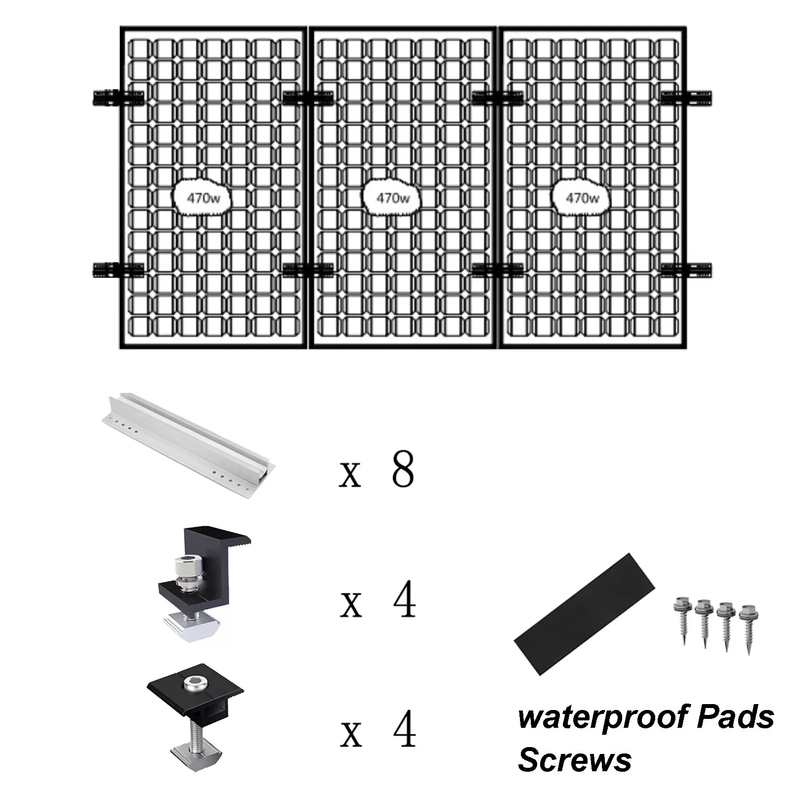 Solar PV Panel Mounting Rail Aluminium Roof Fixing End/Middle Clamp