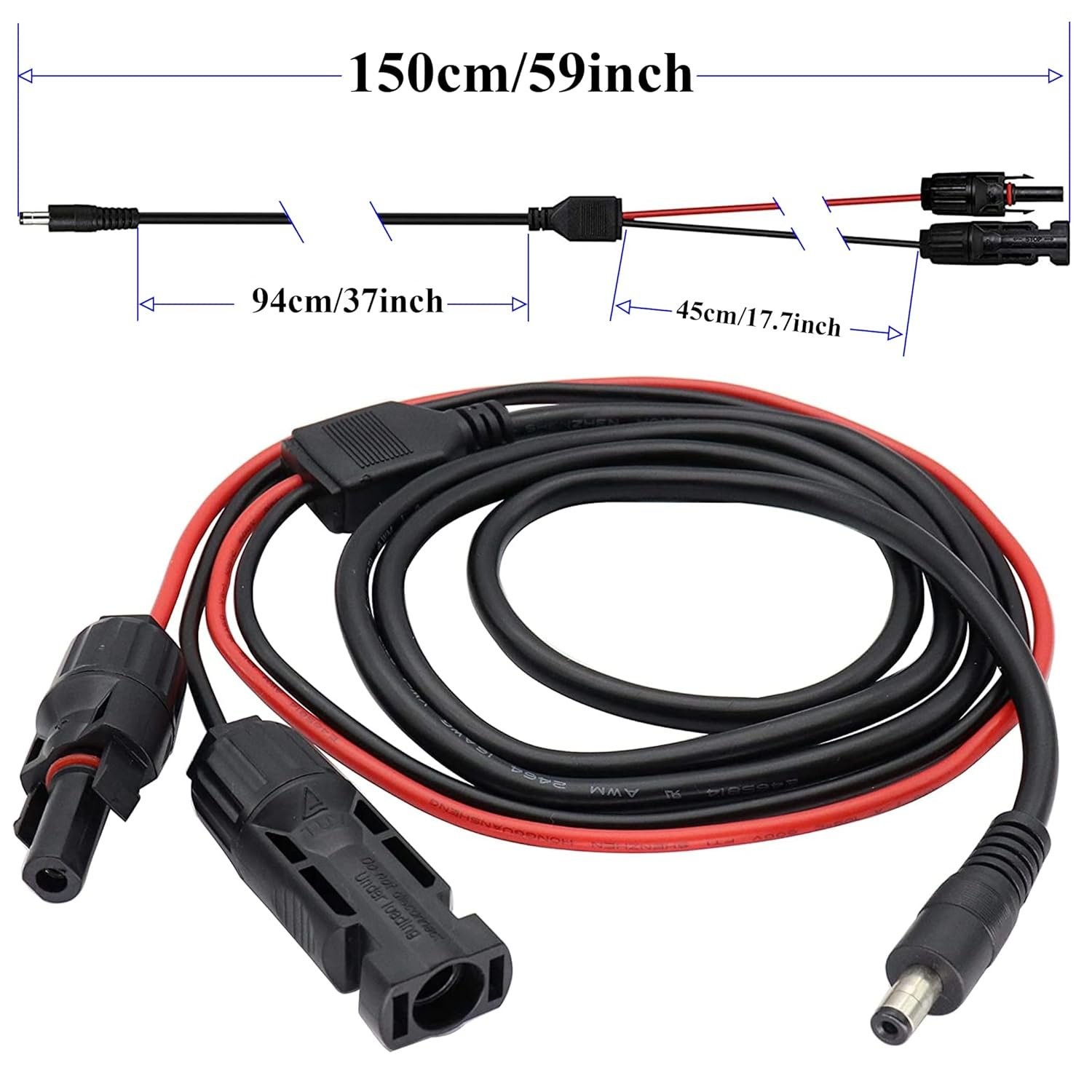 1.5m MC4 to DC Adapter Cable with Multiple Connector Tips for Solar Panels
