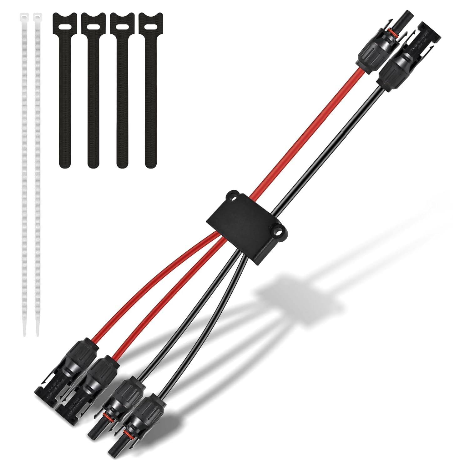 MC4 Y-Branch Solar Connectors 4-2 Parallel Adapter 10AWG IP68 Tool-Free 1.65FT