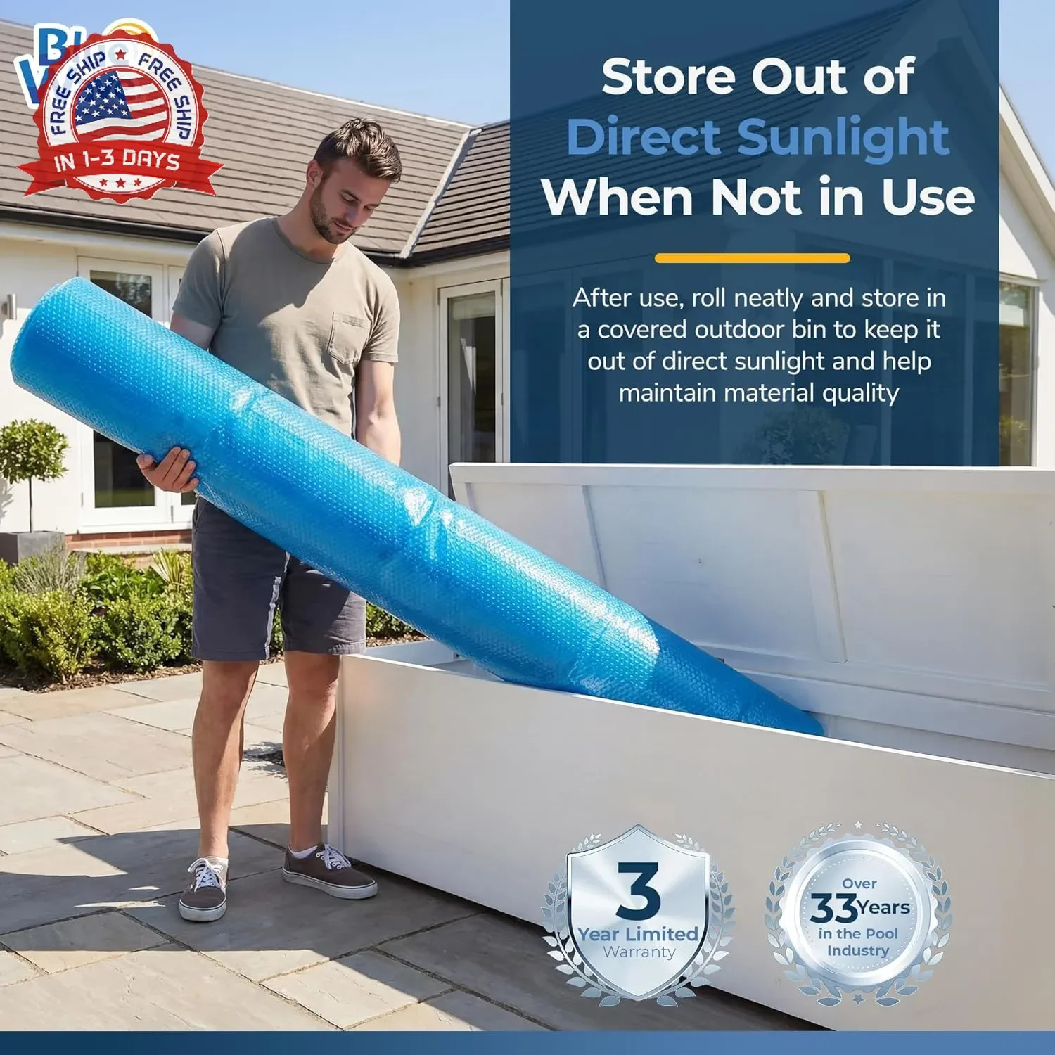 Blue Wave 21-ft Round Solar Pool Cover 8-Mil Blue – Solar Cover for Above Ground