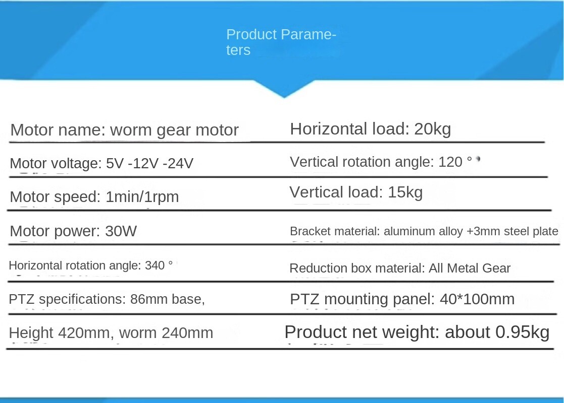DC Dual-axis Pan-tilt Unit with Heavy Load and High Torque for X-axis and Y-axis