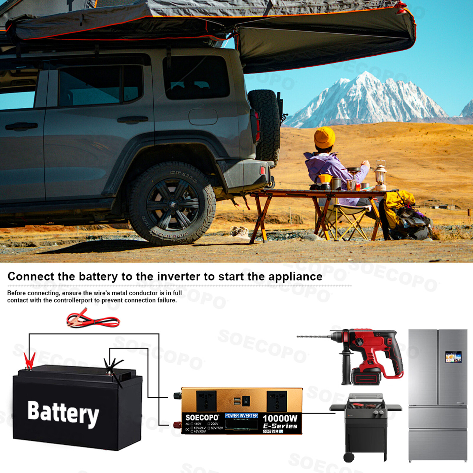 10000W Power Inverter Solar Generator With 200W Solar Panel Home Complete Set
