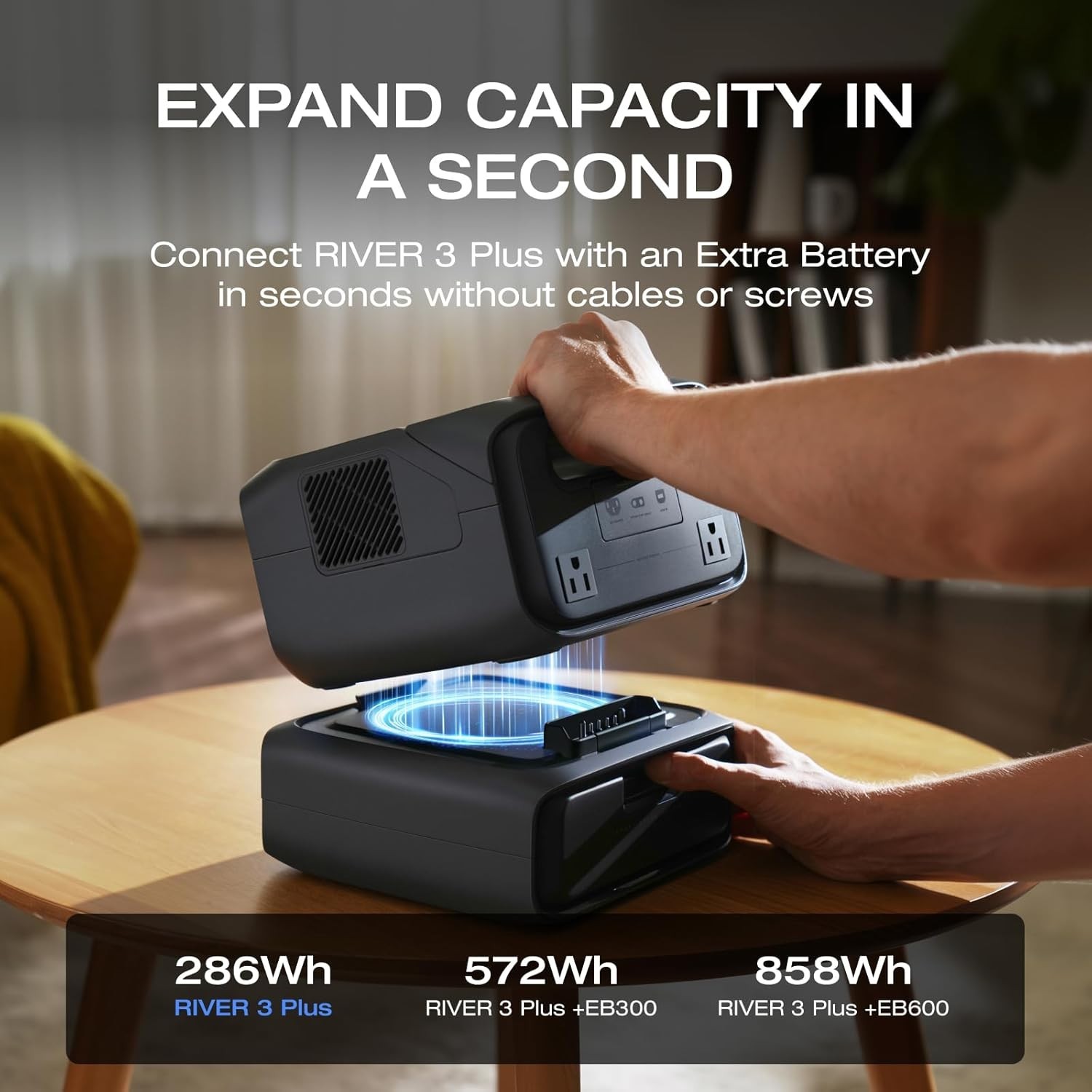 RIVER 3 Plus Portable Power Station – 286Wh, 1200W, Expandable Solar Generator