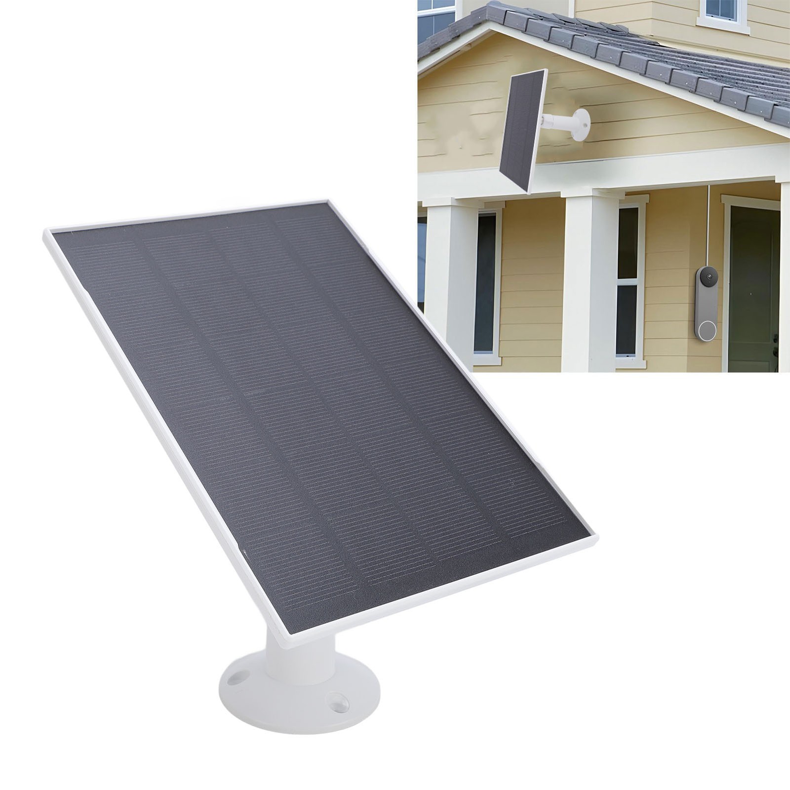 White Solar Panel For Bird Feeder Camera Waterproof Charger For Outdoor Use
