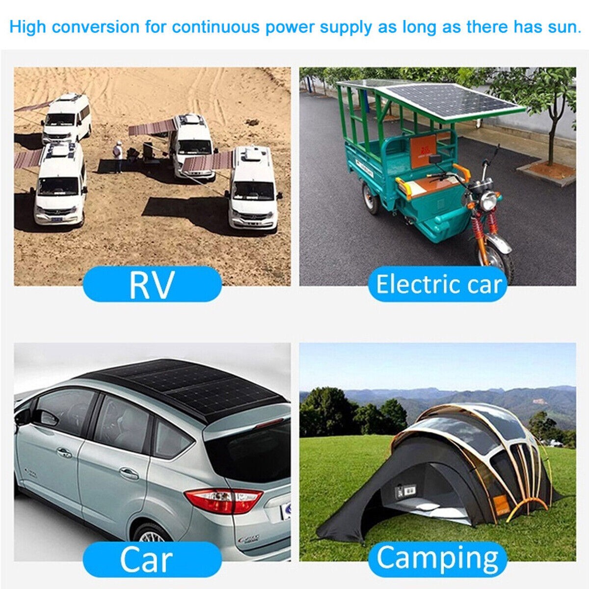 50W Solar Panel kit battery Charger Controller Caravan Van Boat Flexible RV