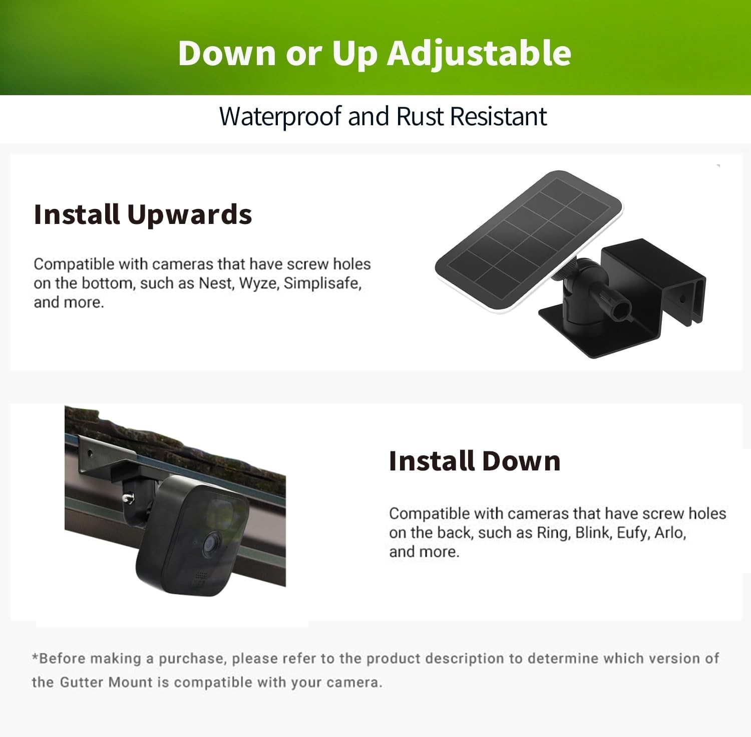 No Drill Stainless Steel Solar Panel Gutter Mount Compatible with Leading Brands