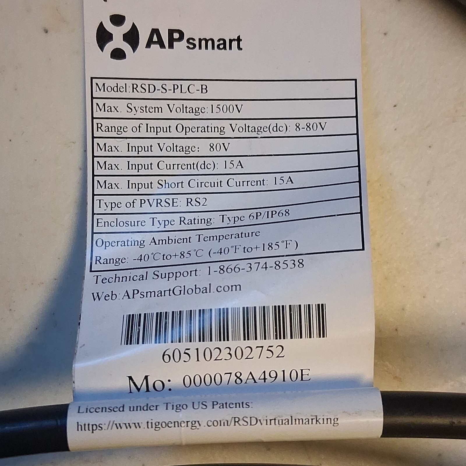 NEW APsmart RSD-S-PLC-B Rapid Shutdown Device | SunSpec Certified 15A 1500V