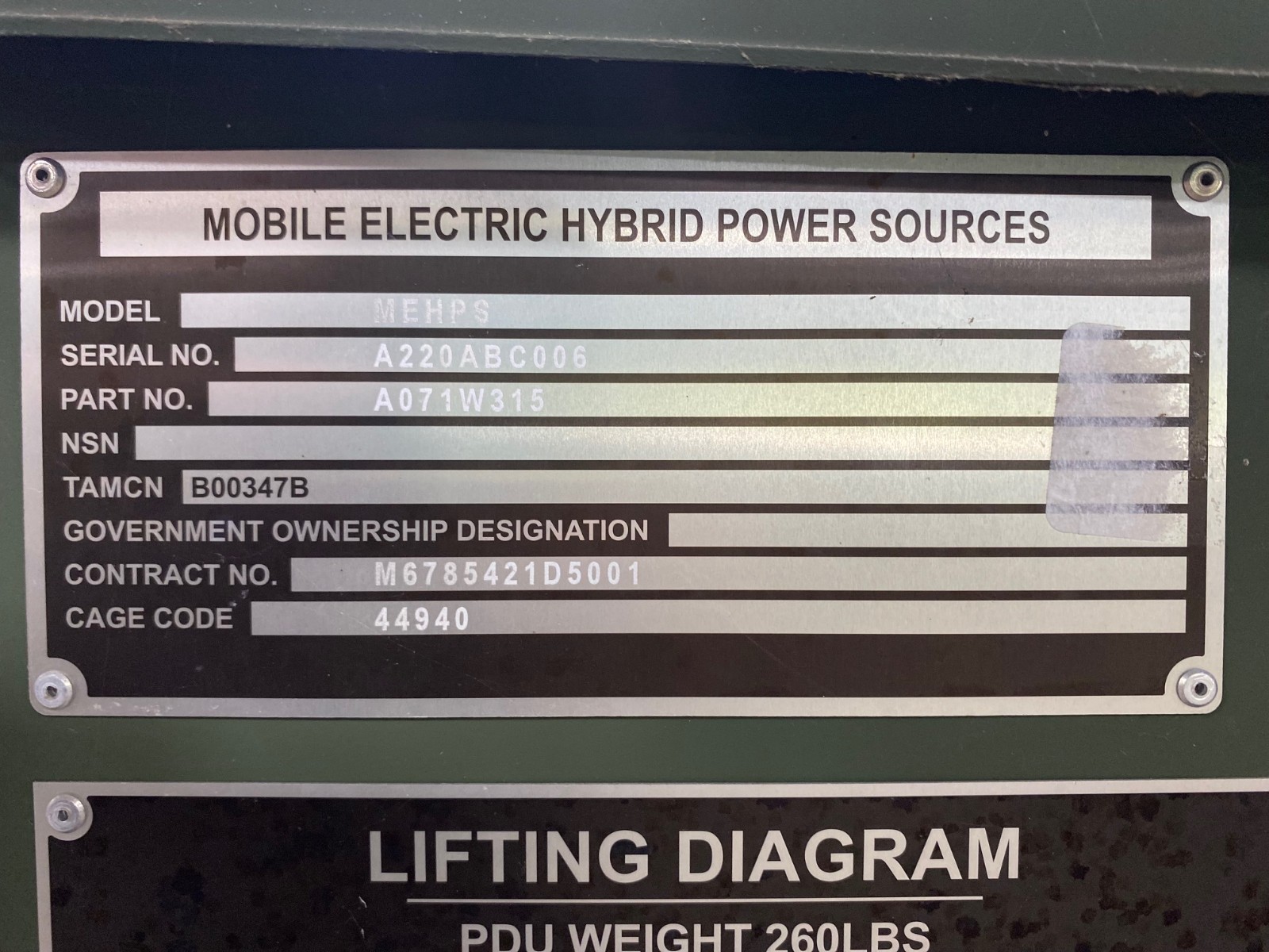 Mobile Electric Hybrid Power Sources – Military – Model # MEHPS – W/ Solar Panel