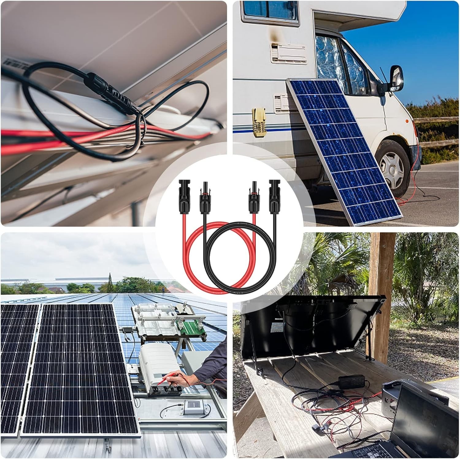 10AWG 6ft UV Resistant Solar Panel Extension Cable – Weatherproof & Durable