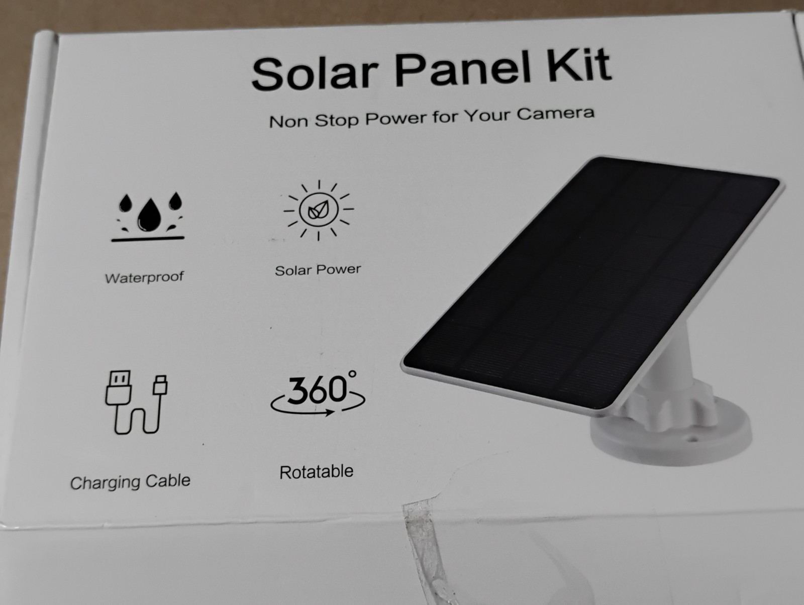 Solar Power Panel 6V Type-C Waterproof Cable for Security Camera 360 Rotate