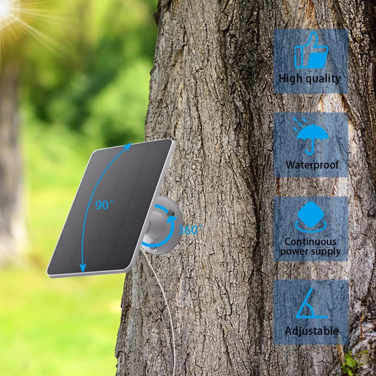 Solar Panel for Bird Feeder Camera Type-C Charger DC Charger Micro USB Charge…