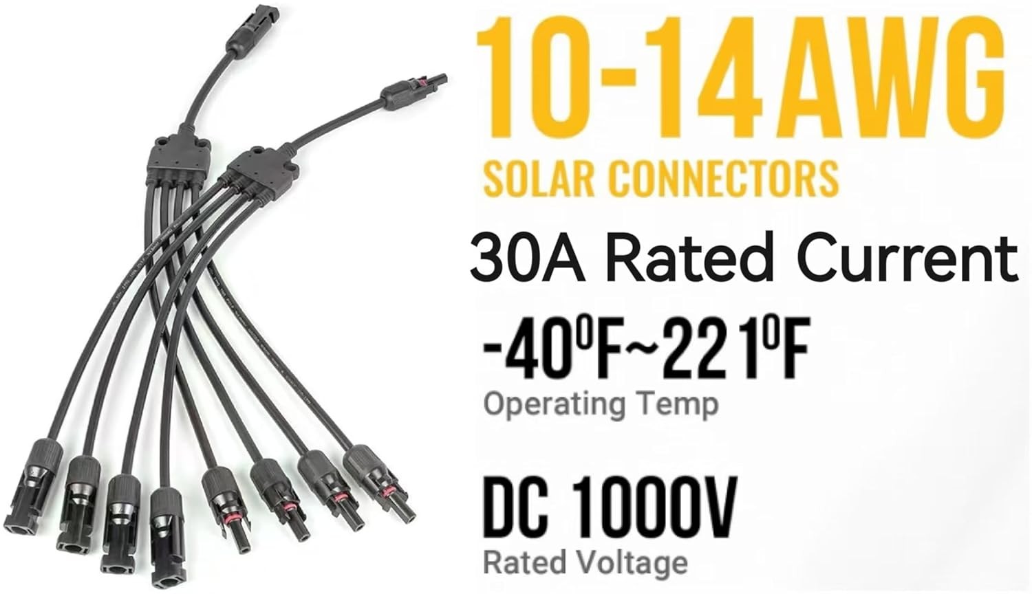 Solar Panel Connectors Y Branch 1 to 4 Parallel PV Adapter Cable, Y Branch Conne