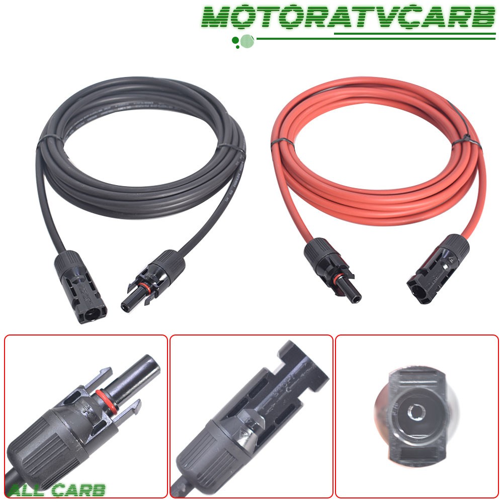 ALL-CARB 10 Feet Solar Panel Extension Cable Wire Connector 12AWG Black + Red