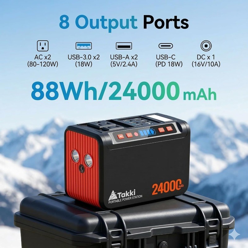Solar Generator 120W Peak Portable Power Station 21W Solar Panel 88.8Wh Battery