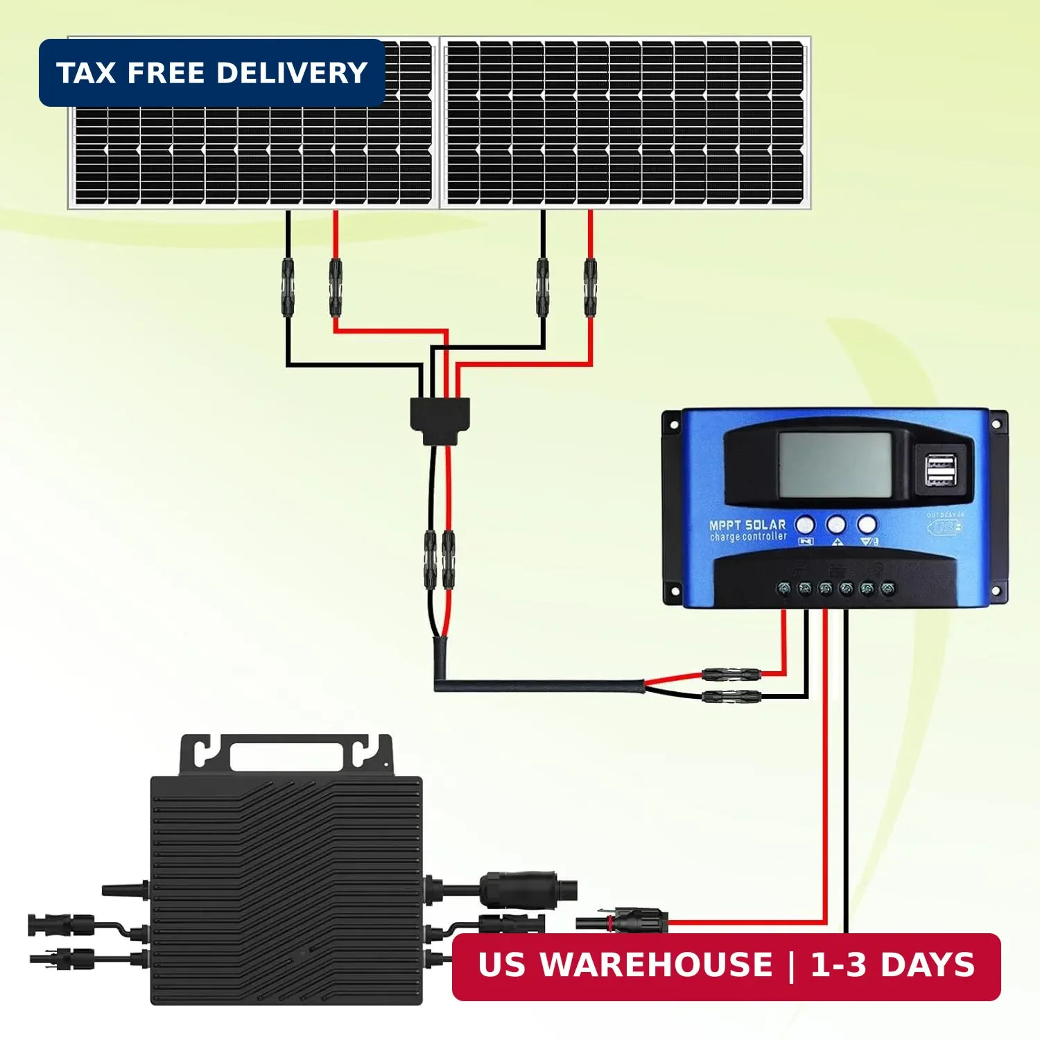2 Pack Solar Connectors for 2 Solar Panels,Tool-Free Solar Cable Splitter, IP68