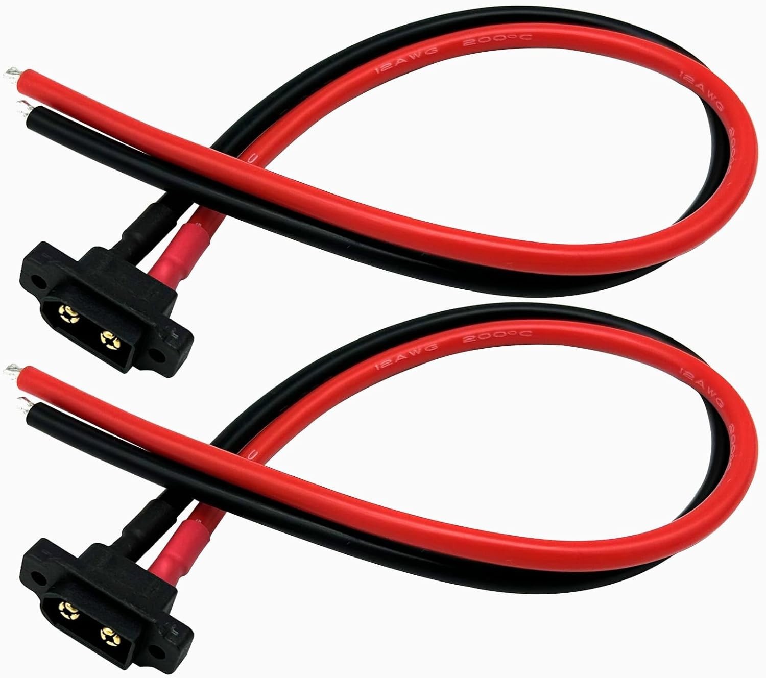 XT60 Male Pigtail Cable Panel Mount Connector 30cm 12AWG 2PCS
