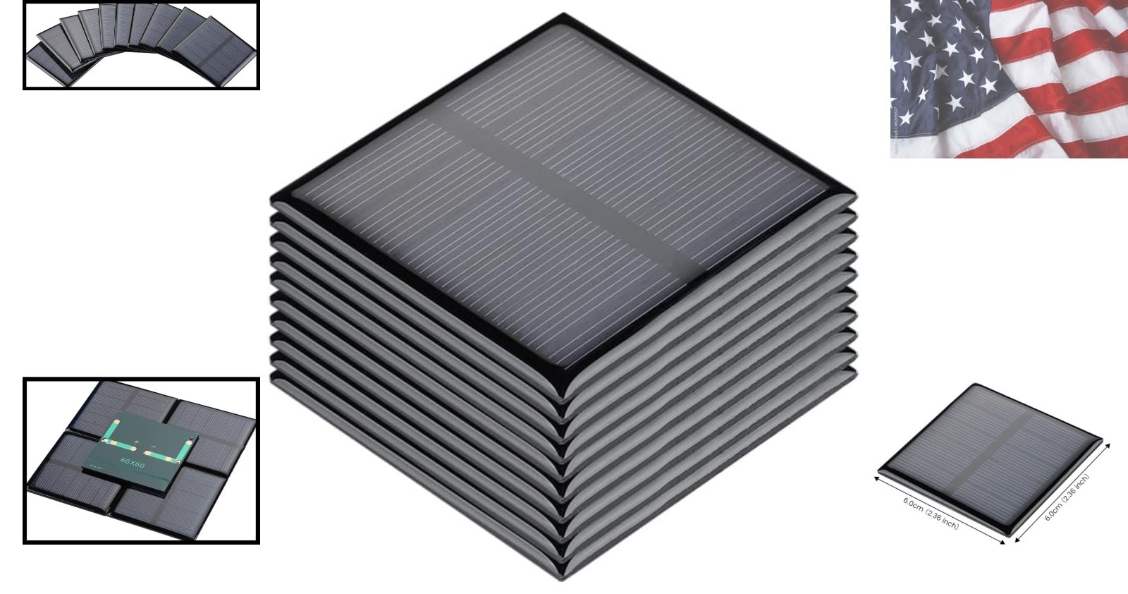 10Pcs 5.5V 80mA Mini Solar Panels 2.36″x2.36″ for DIY Electric Toy Materials …