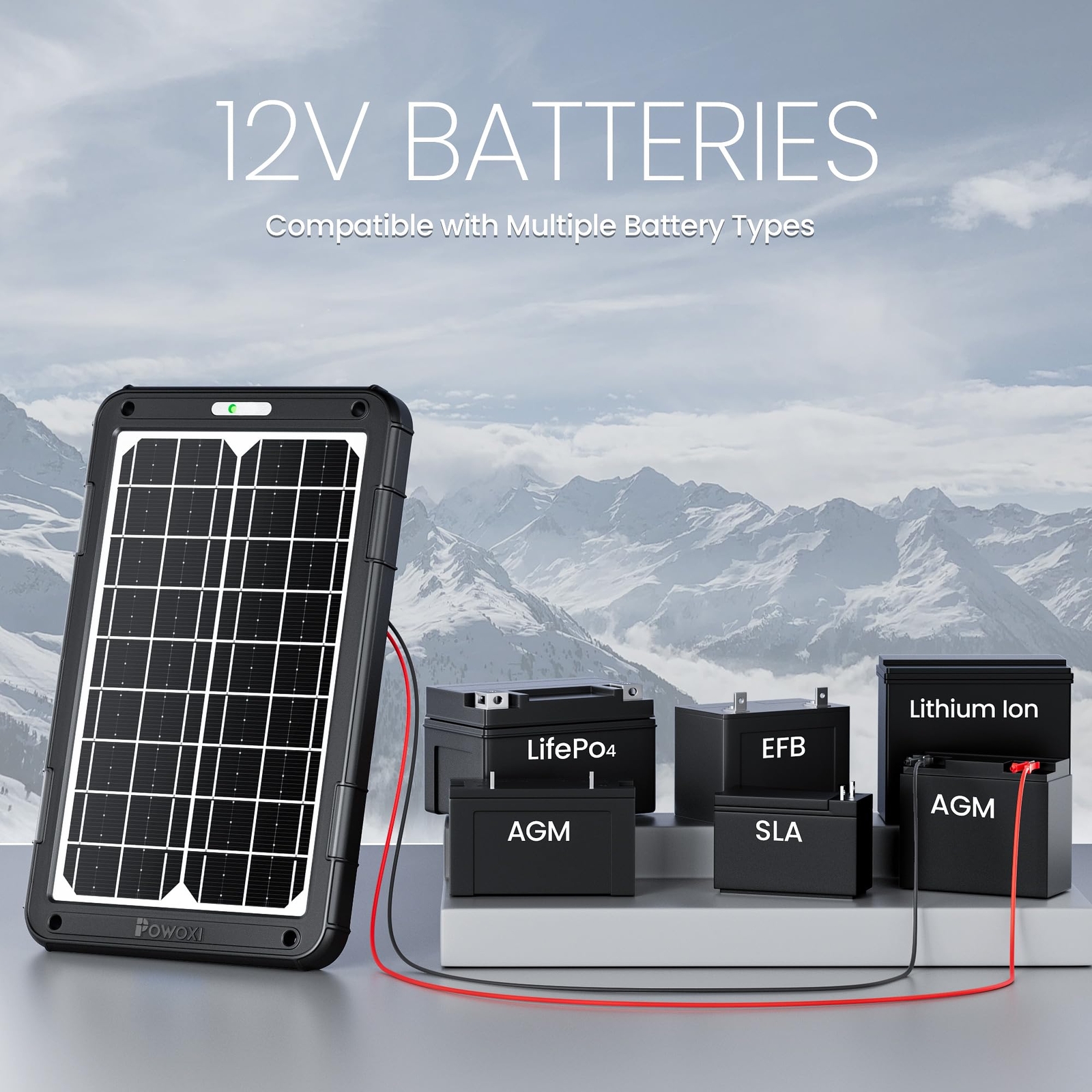 12V 15W Solar Car Battery Trickle Charger Maintainer with Smart PWM Controller