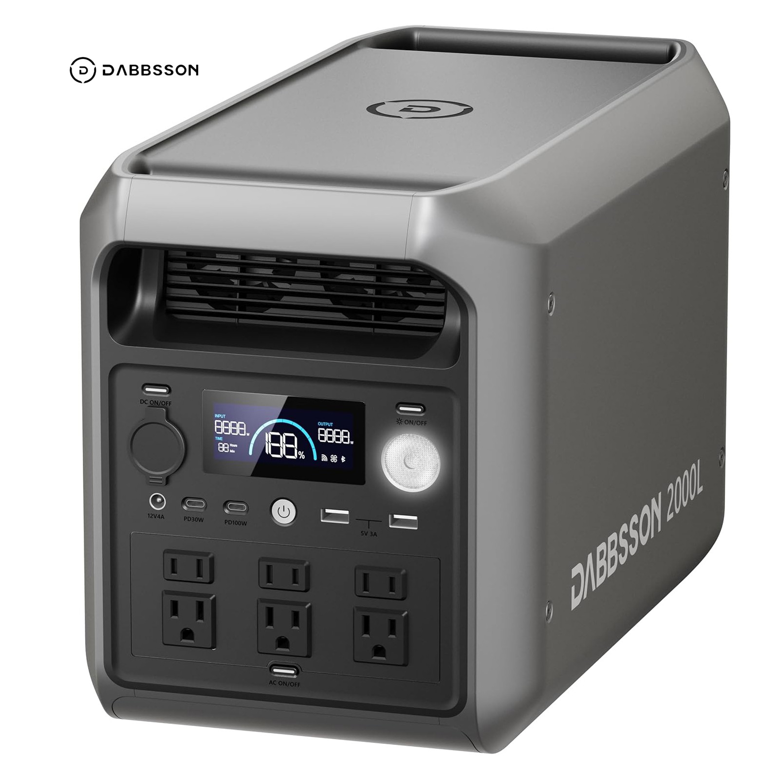 Dabbsson 2200W 2048Wh Portable Power Station Solar Generator w/ App for Camping