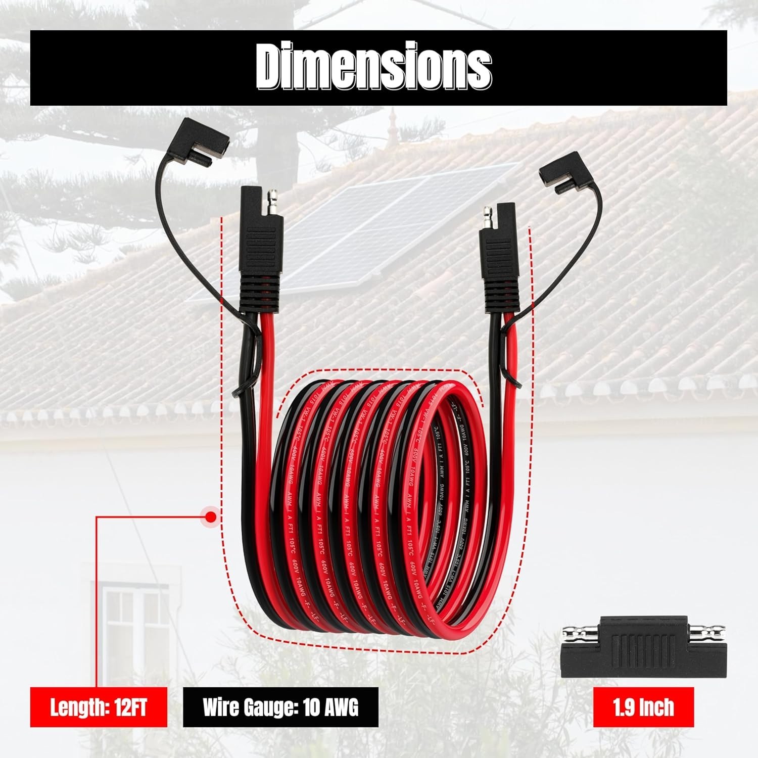 12FT 10AWG SAE Extension Cable,10 AWG Quick Disconnect Wire Harness