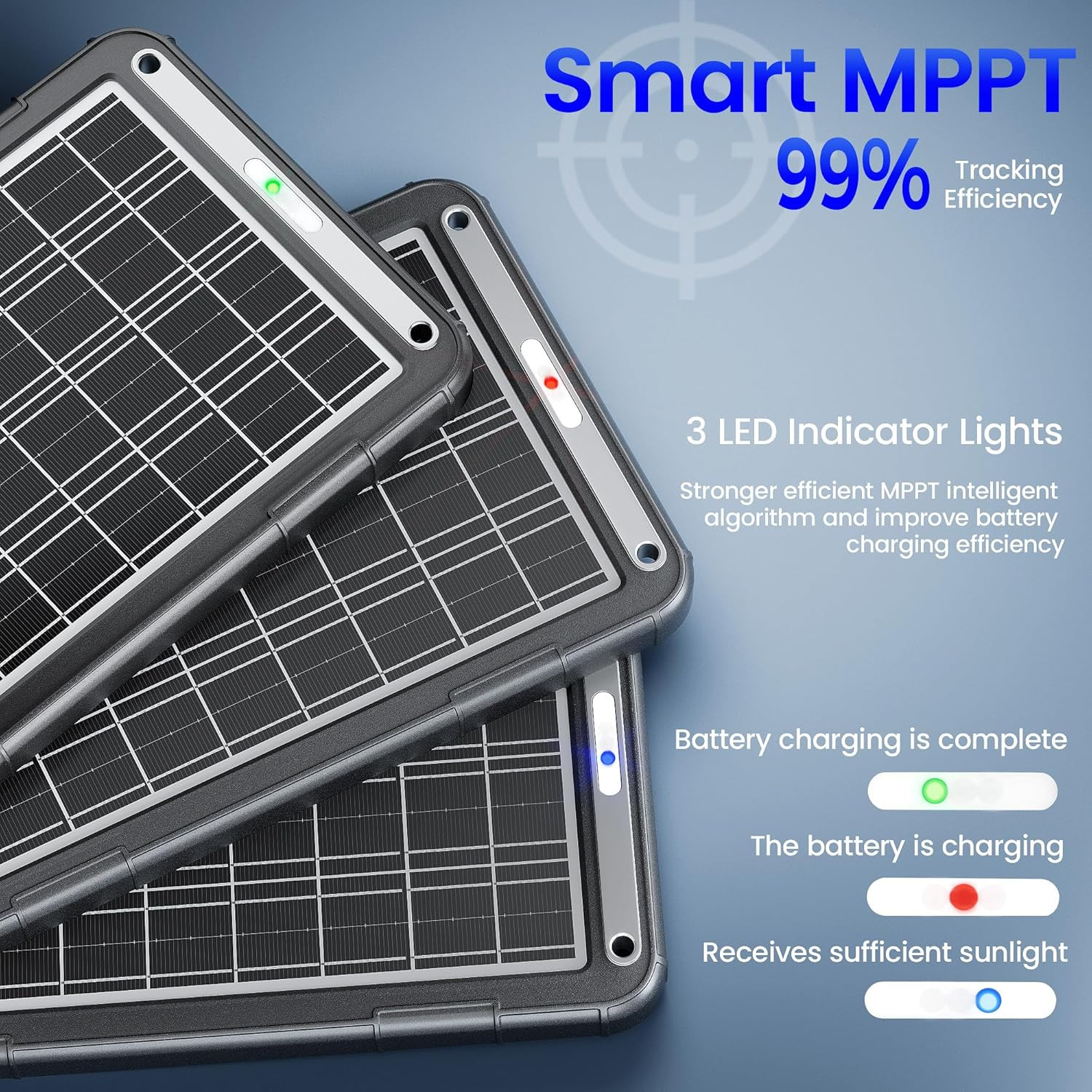 12V Solar Car Battery Charger: 15W Solar Trickle Charger Maintainer with MPPT Co