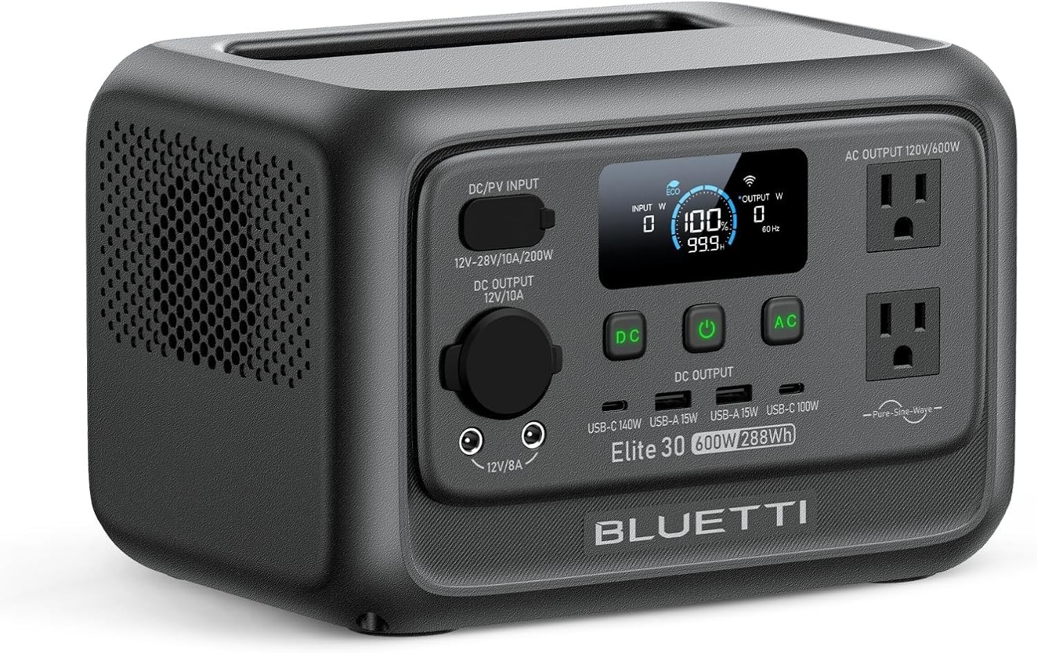 Elite 30 V2 Portable Power Station 600W (Power Lifting 1500W), 288Wh LiFePO4
