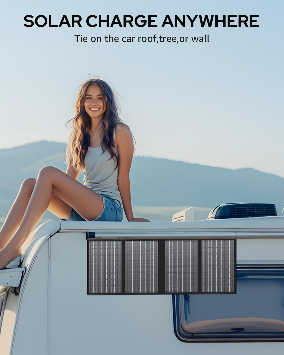 60W Portable Solar Panel Charger with USB & Type-C for Camping