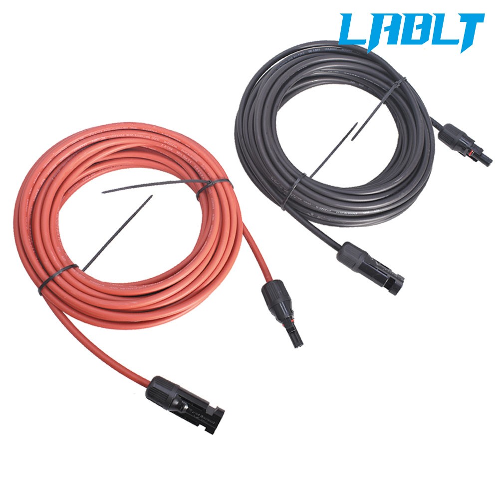 LABLT 30 FT 12 AWG Black and Red Solar Panel Extension Cable Wire Connector