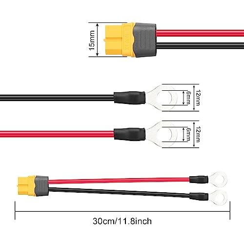 XT60 to O Ring Terminal Cable,14AWG XT60 Female to O Ring Terminals Extension