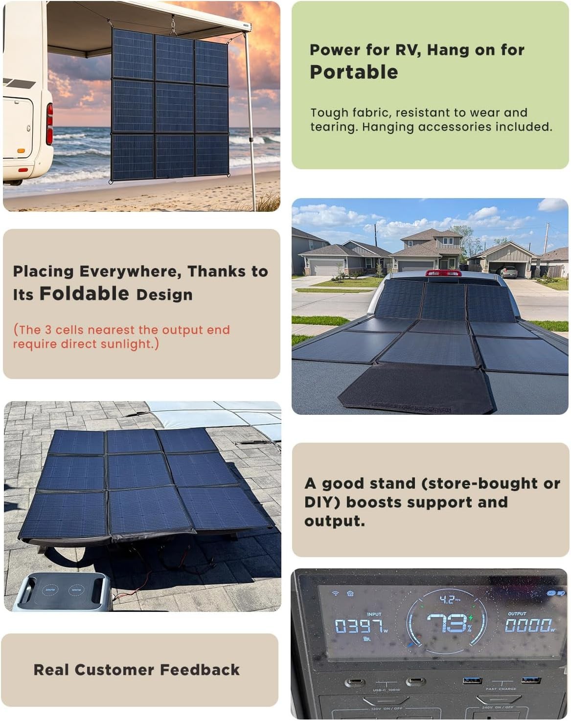 LVYUAN 400W Portable Solar Panel 36V Foldable Blanket