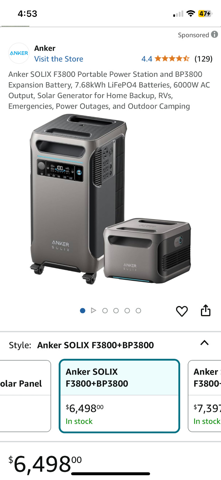 Anker Solix F3800 Portable Power Station Battery Backup 3840Wh 6000W