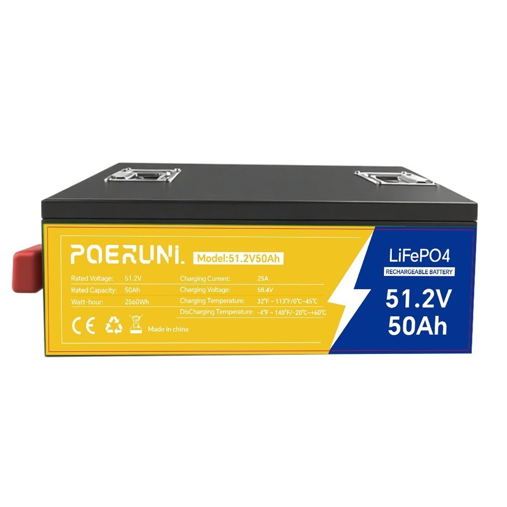 50Ah 48V LiFePO4 lithium Battery 50V 2560Wh BMS For Solar RV Marine Golf Cart