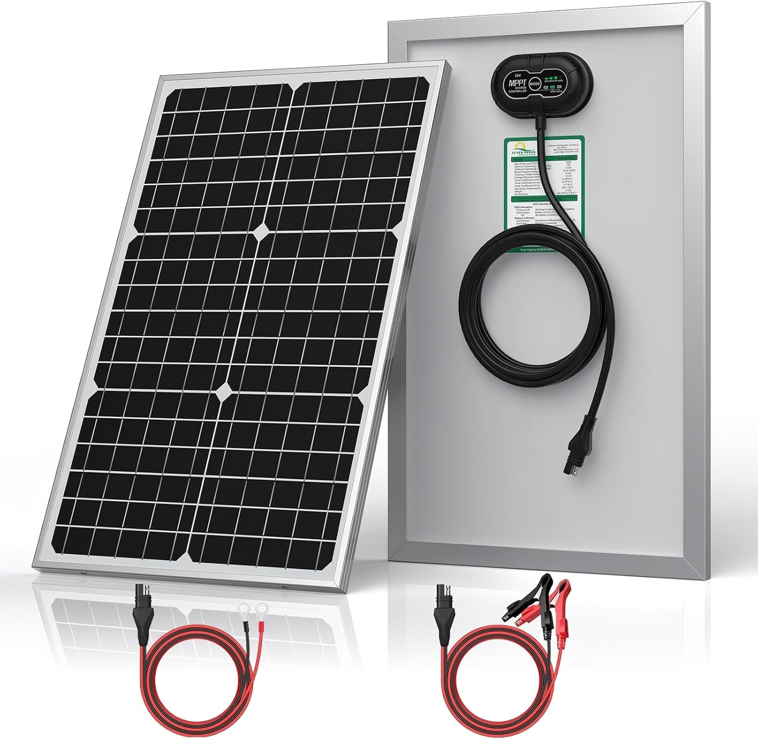 24V 20W Solar Battery Charger Maintainer Built-in Ultra Smart MPPT Charge