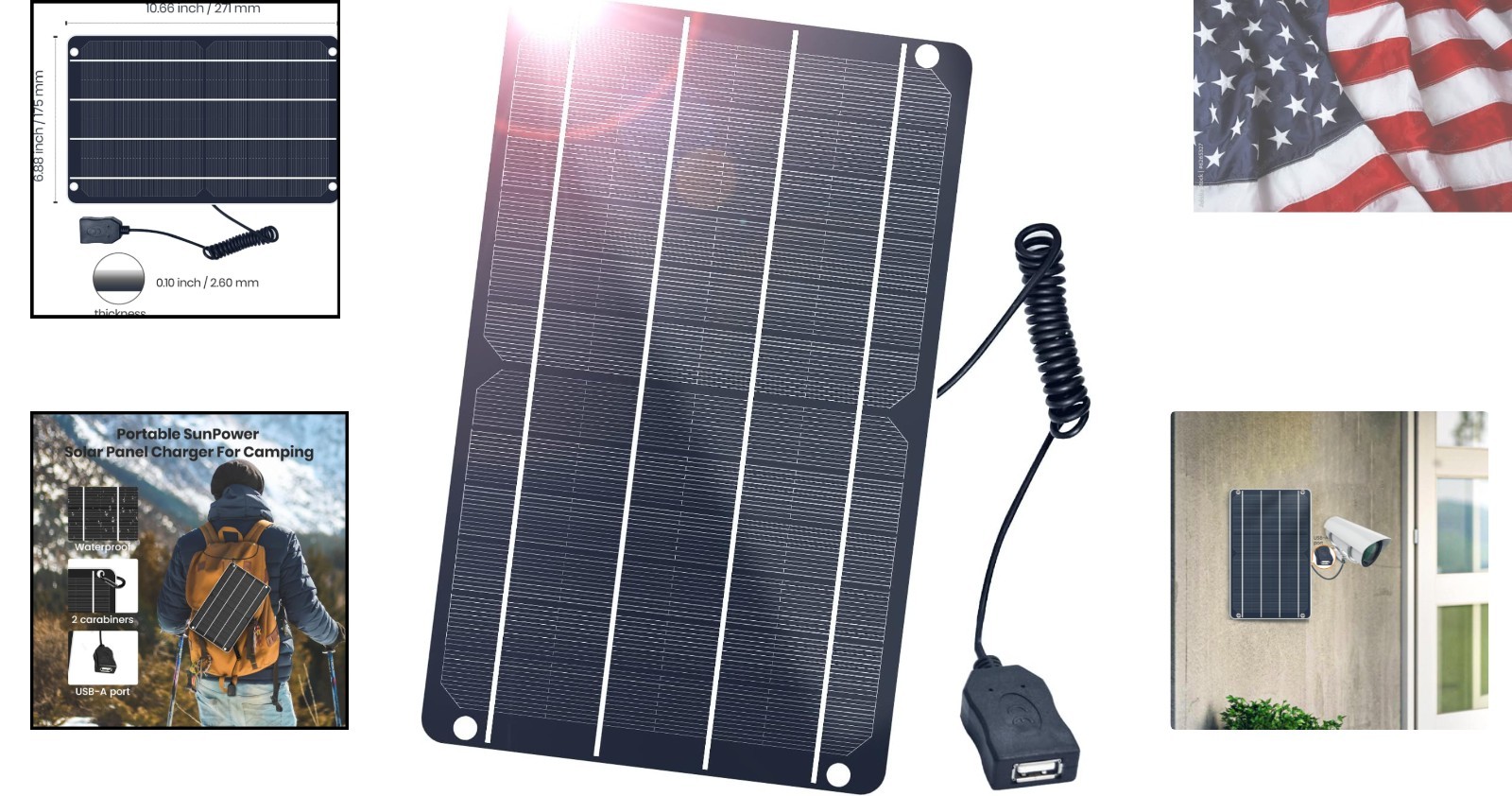 6W Mini USB Solar Panel, Waterproof Monocrystalline Module DIY Kit with PET …