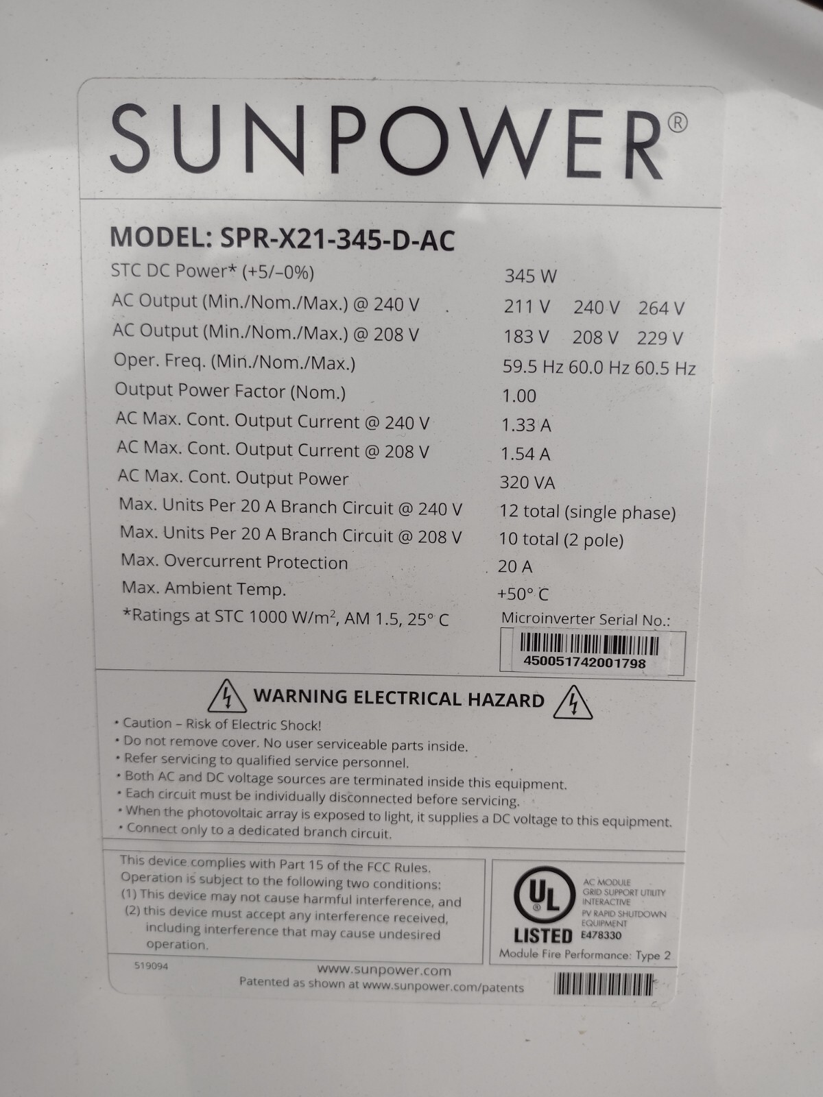 SunPower Solar Panels Modules 240-360 watts Tucson Arizona, 22.7