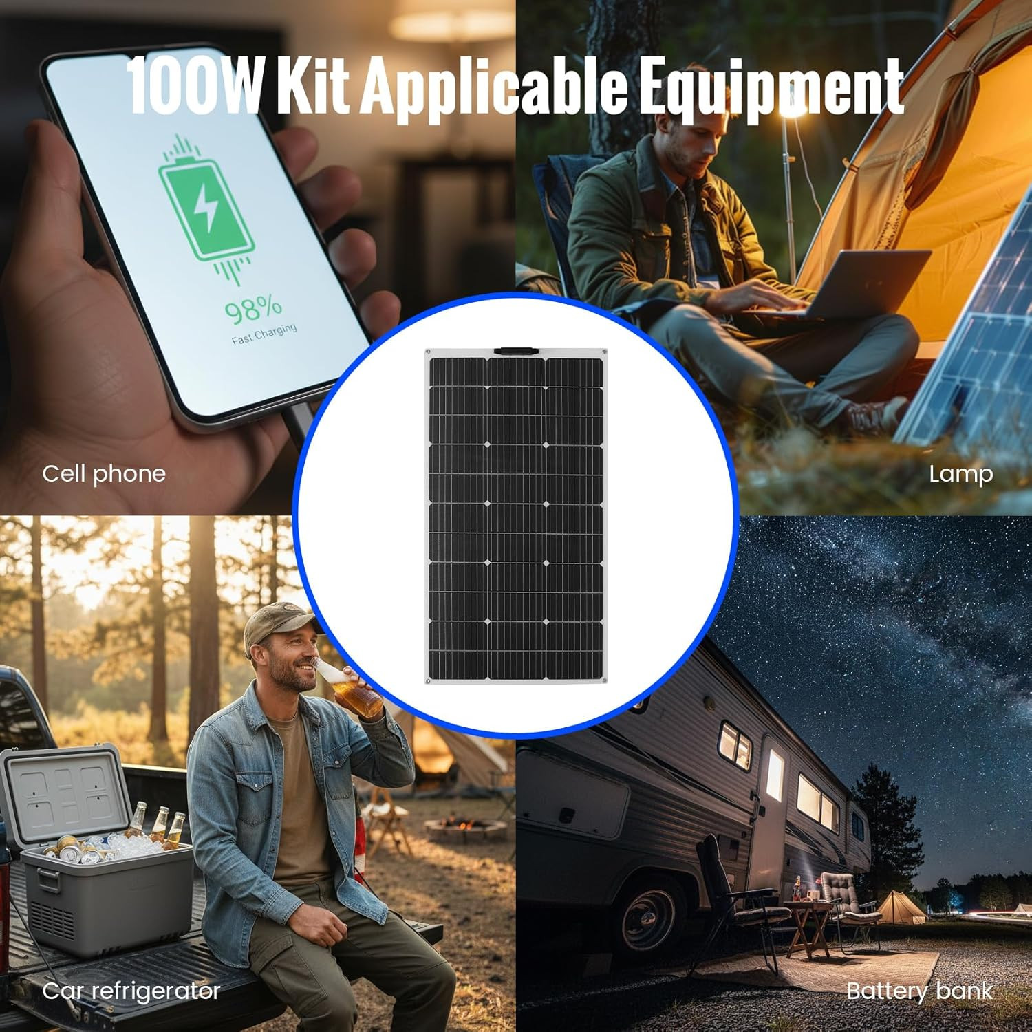 100W 12V Flexible Monocrystalline Solar Panel – Lightweight & Waterproof