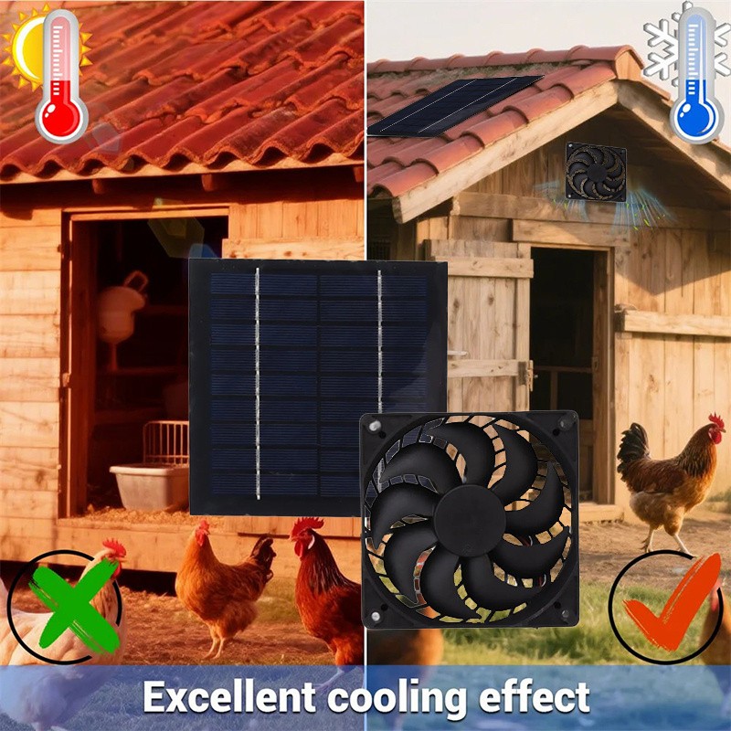 1 Solar Fan for Chicken Coop, Outdoor Exhaust Ventilation Fan for Poultry