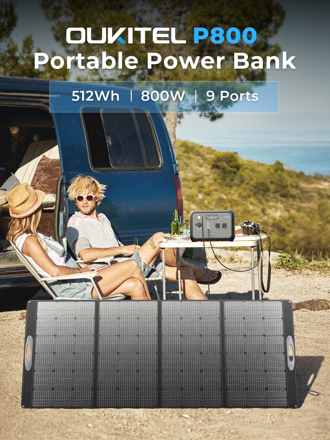 OUKITEL Portable Power Station 512Wh, LiFePO4 Battery, 800W Peak-1600W Generator