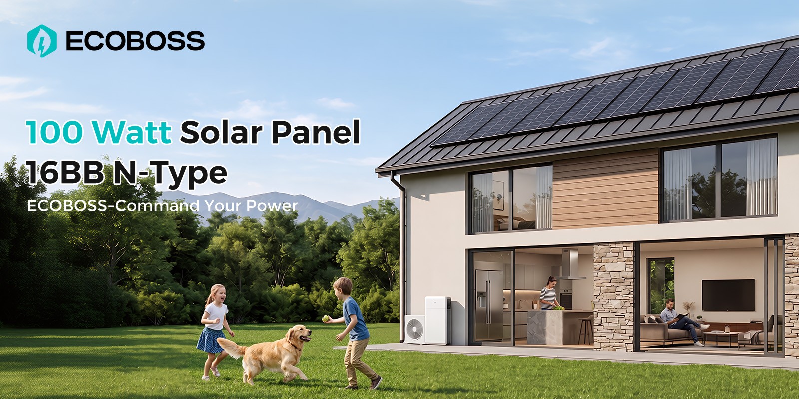 100W Watt Bifacial Solar Panel Mono 12V N-Type Home RV Camping Boat Car Off-Grid