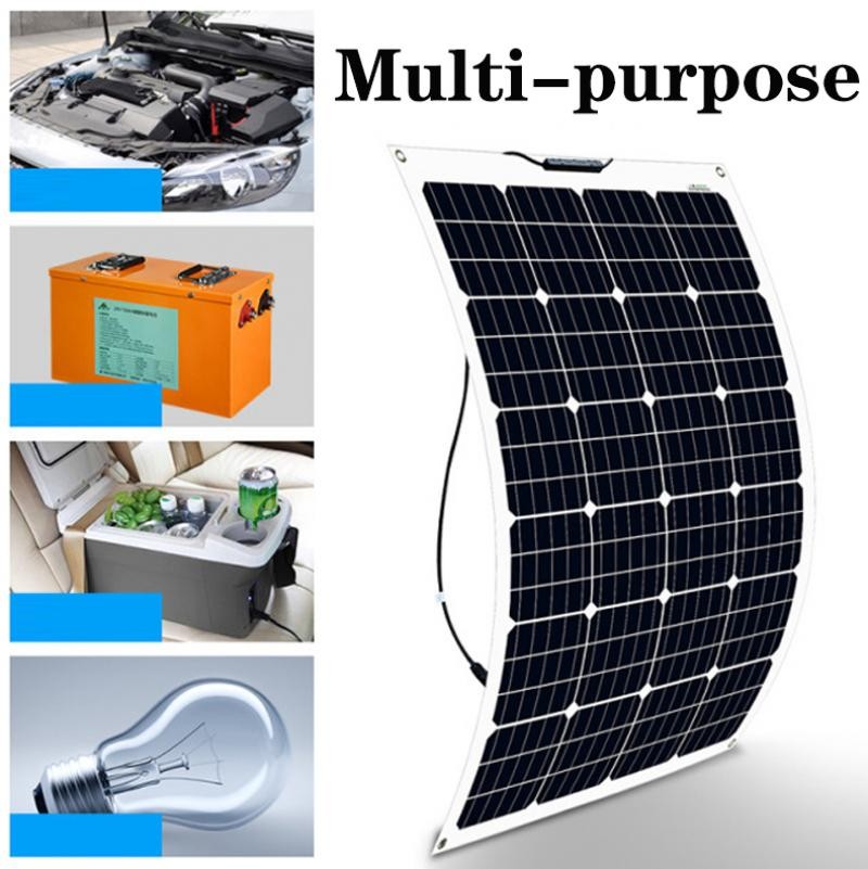 200W 18V Waterproof Flexible Solar Panel For RV Boat Camper Home Battery Charge