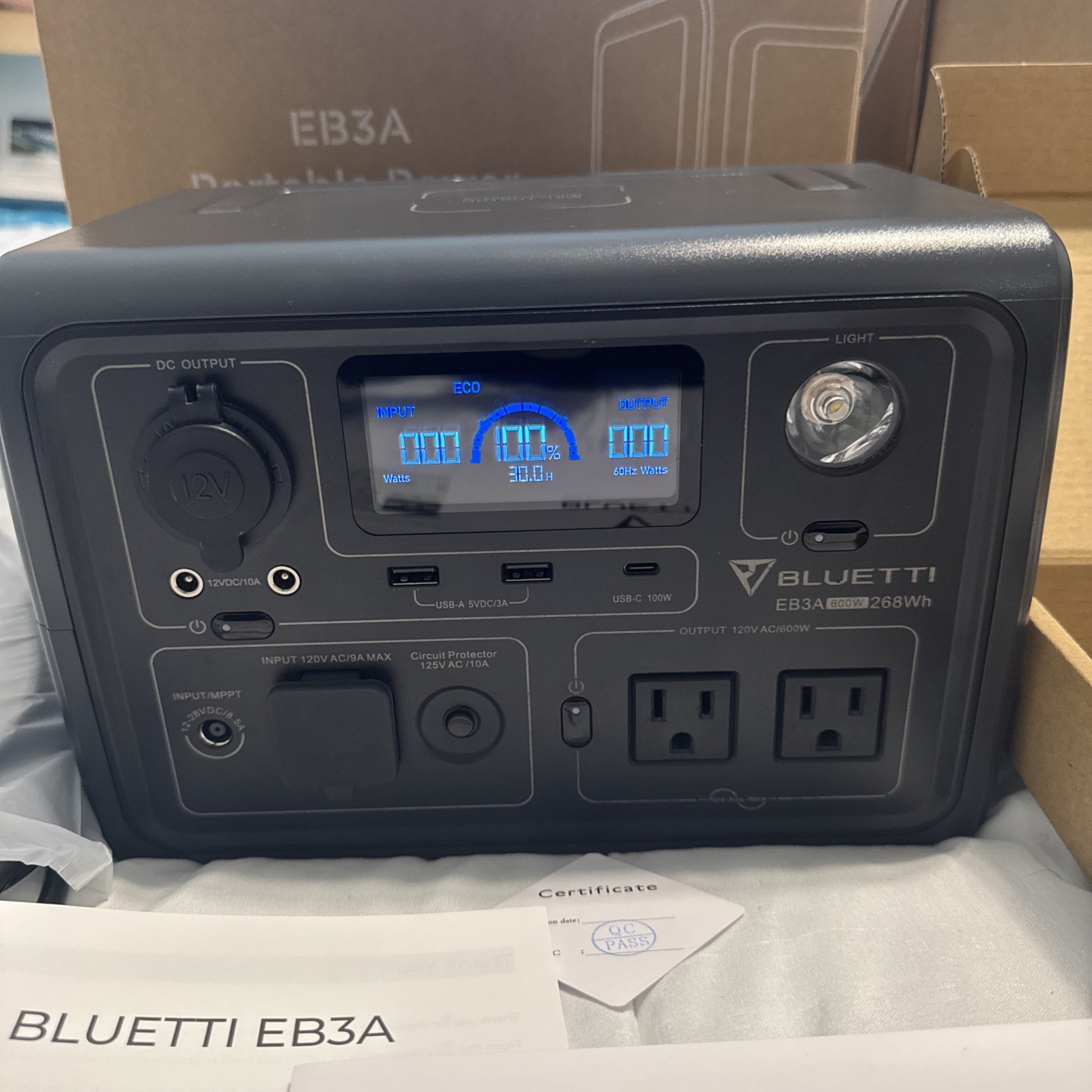 BLUETTI EB3A 600W 268Wh Portable Power Station Solar Generator LFP for Outdoors