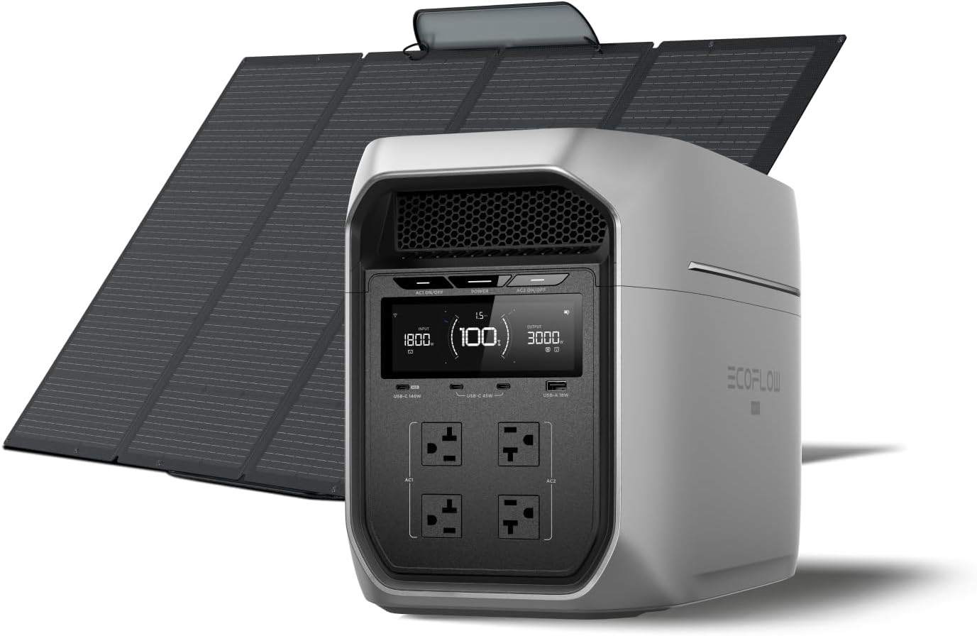 EF Portable Power Station DELTA 3 MAX plus with 400W Solar Panel, 3000W Max Out