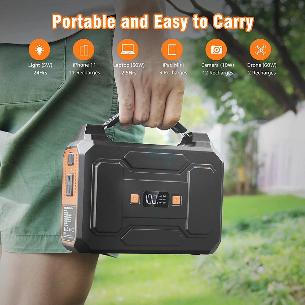 Portable Power Station 146Wh 100W AC USB Battery Charger Camping Solar Generator