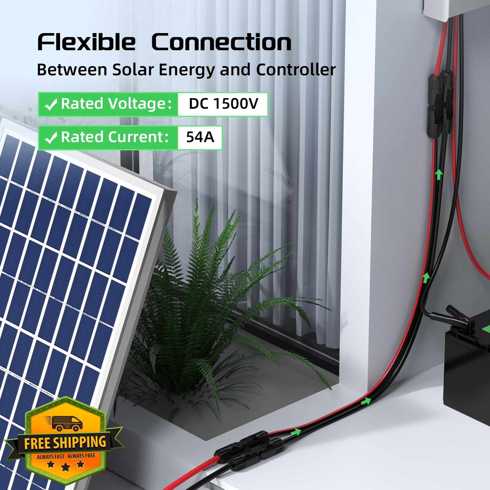 Bateria Power 30 Feet 10AWG Solar Panel Ext Cable