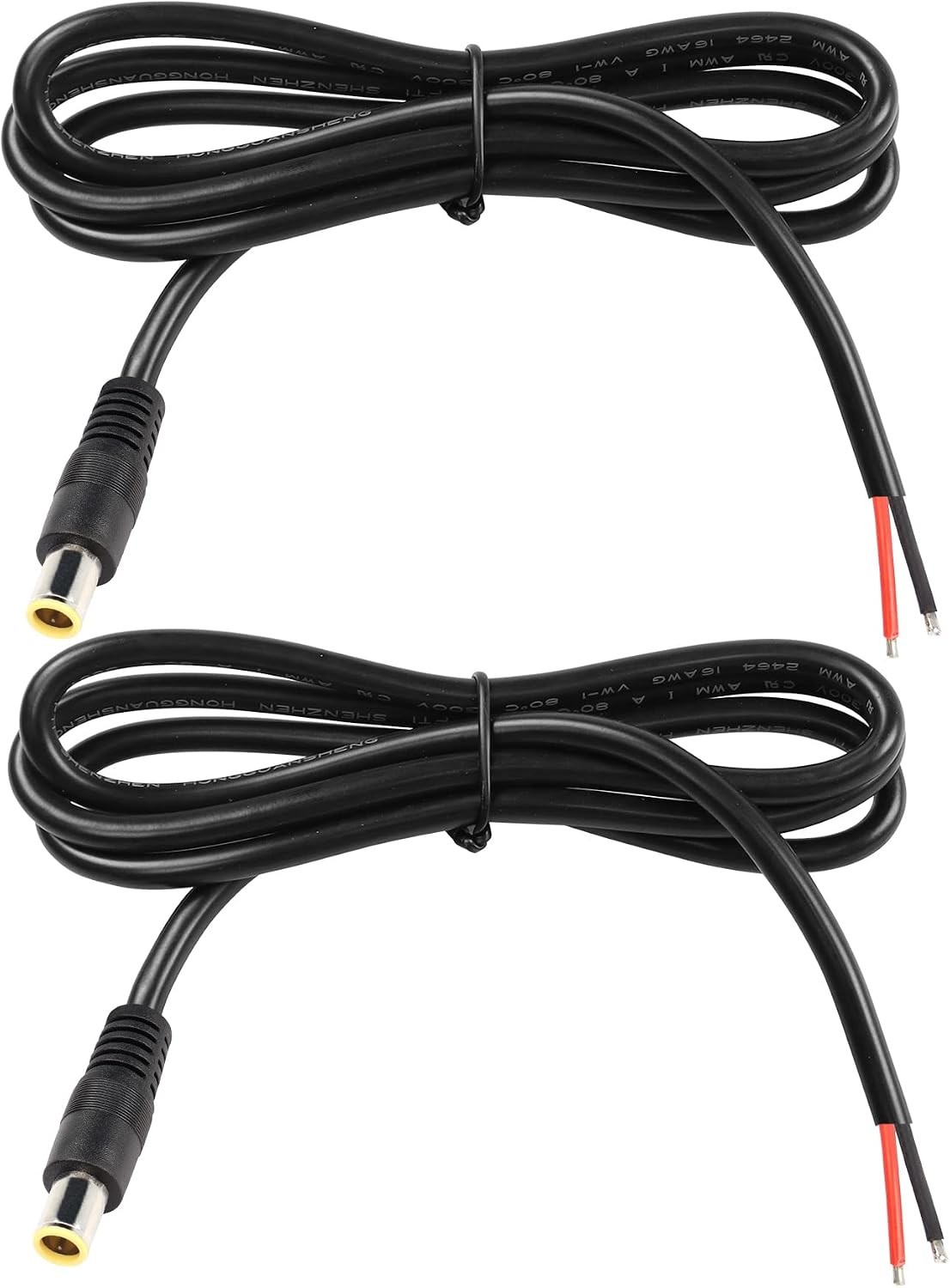 GINTOOYUN 2 Pack DC7909 Power Pigtails Cable, 12V DC 8mm Male Plug to Bare Wire